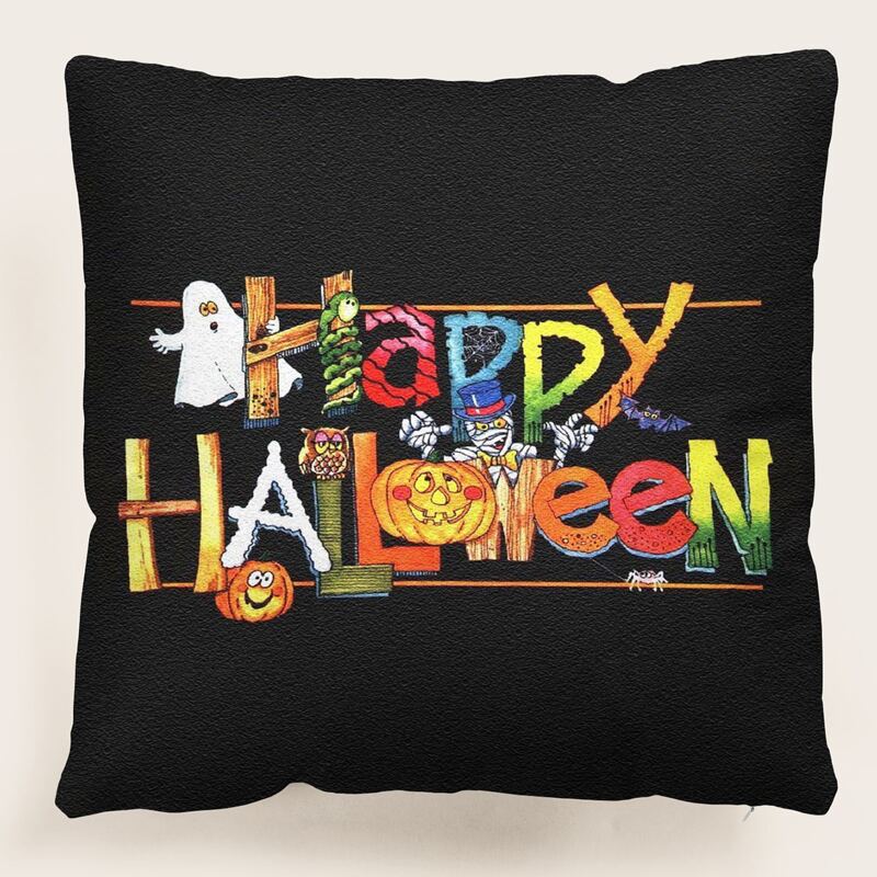 

Halloween Pattern Cushion Cover Without Filler, Multicolor