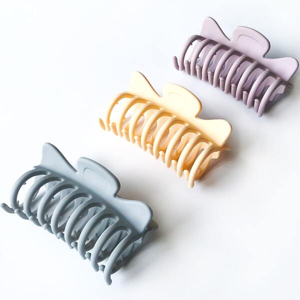

3pcs Simple Solid Hair Claw, Multicolor