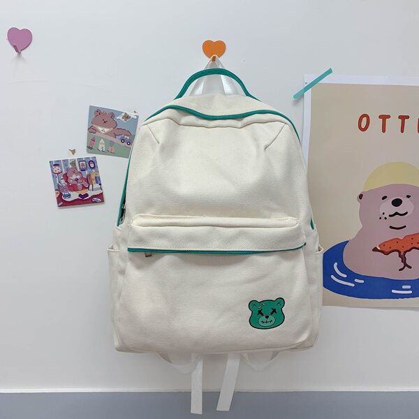 

Cartoon Graphic Functional Backpack, White