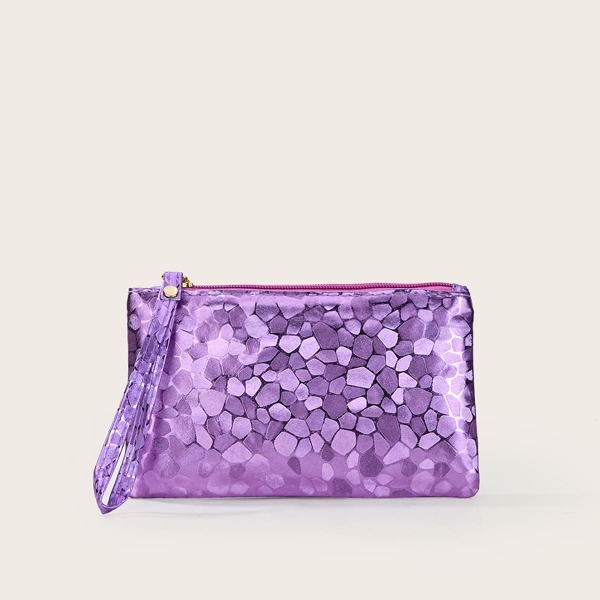 

Stone Graphic Clutch Bag, Purple
