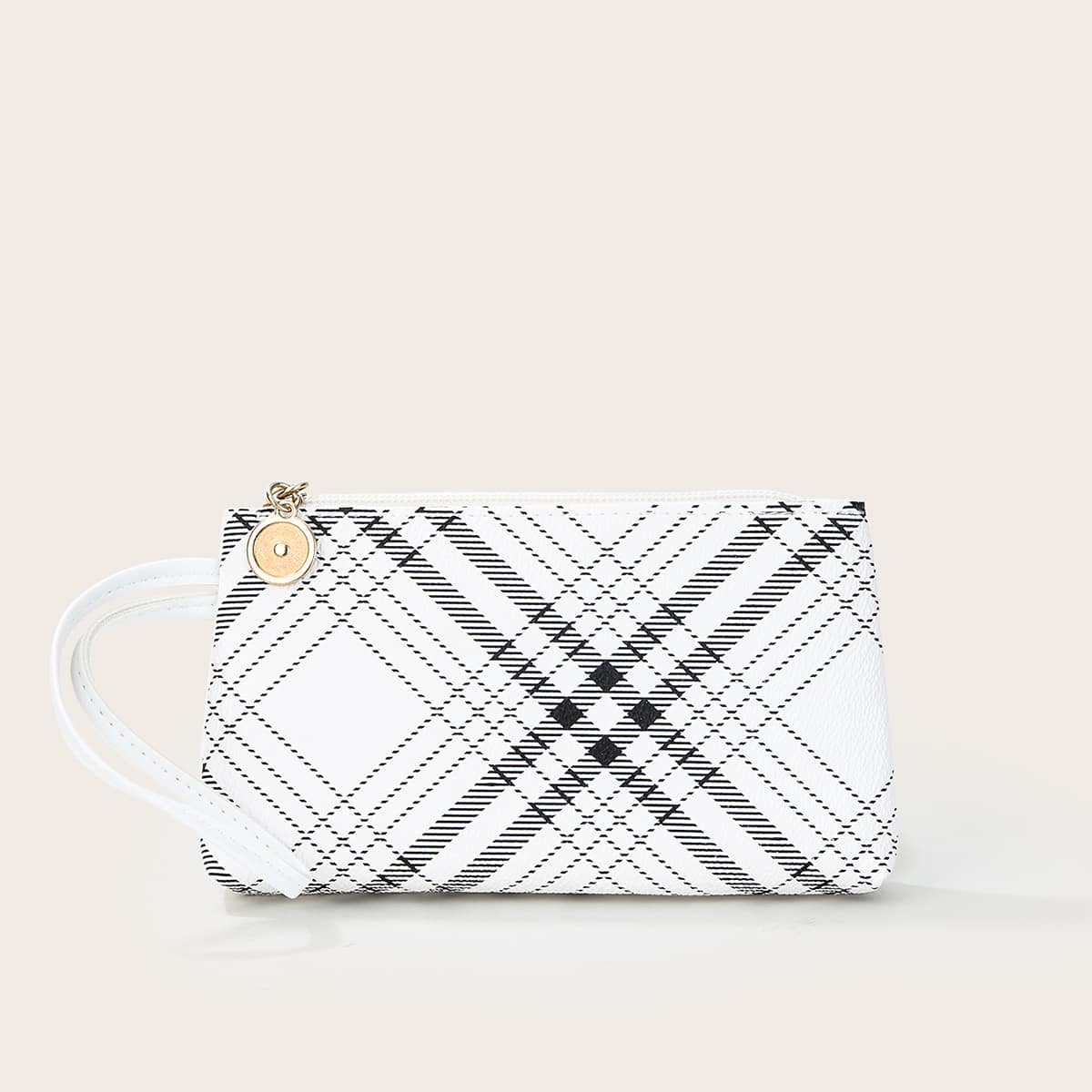 

Striped Clutch Bag, White
