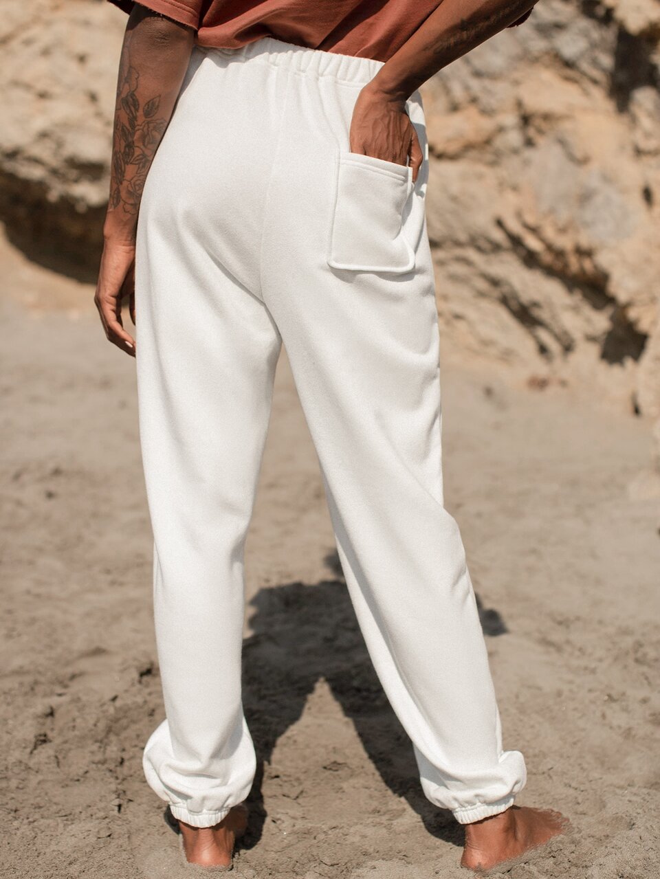 Solid Elastic Waist Sweatpants