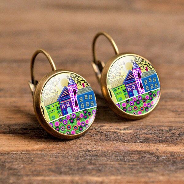 

Oil Painting Hoop Earrings, Multicolor