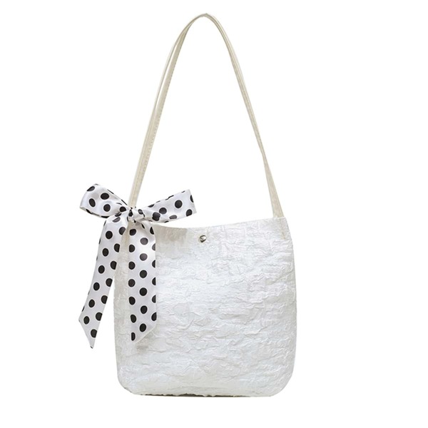 

Twilly Scarf Decor Shoulder Bag, White