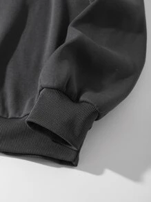 SHEIN EZwear Áo nỉ màu trơn Giải trí - Màu xám đen - Xem 4