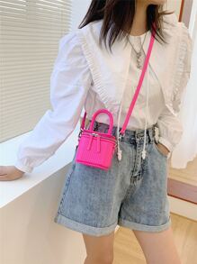 Đúng mốt Mini Thùng Cái túi Son môi Cái túi Cái túi - Hồng - Xem 3