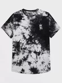 Manfinity VCAY Maglietta a maniche corte da uomo con grafica a lettere e effetto tie-dye, moda, regalo per il fidanzato, per uscire
