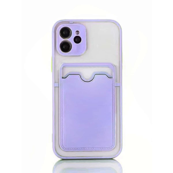 

Contrast Frame Phone Case With Card Holder, Mauve purple