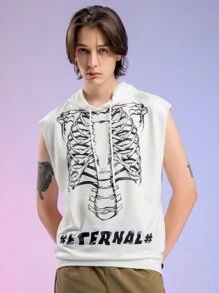 Manfinity Hombres Sudadera hueso & con estampado de letra - Blanco - Ver 1