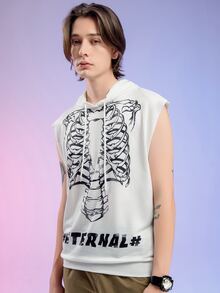 Manfinity Hombres Sudadera hueso & con estampado de letra - Blanco - Ver 4