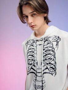 Manfinity Hombres Sudadera hueso & con estampado de letra - Blanco - Ver 5