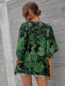 Camisa con botón delantero con estampado de plantas - Multicolor - Ver 2