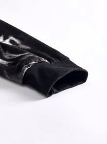 Manfinity 男士3D老虎印花抽繩連帽衫 - 黑與白 - 查看 7