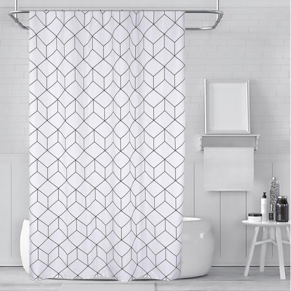 

Geometric Pattern Shower Curtain, Black and white