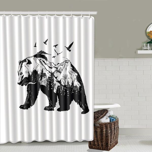 

Animal Print Shower Curtain, Black and white