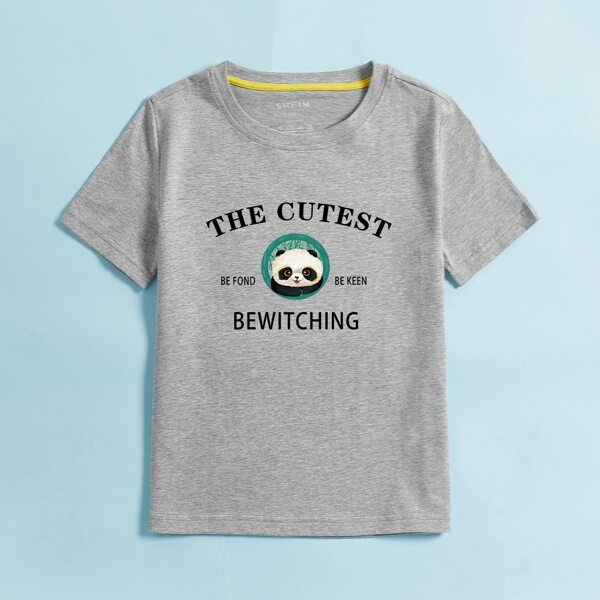 

Toddler Boys Panda And Letter Graphic Tee, Grey