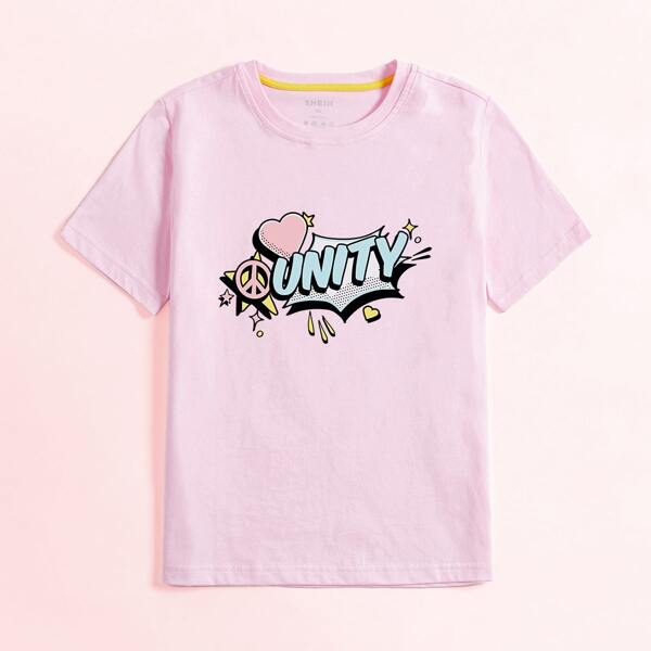 

Toddler Girls Heart And Letter Graphic Tee, Baby pink