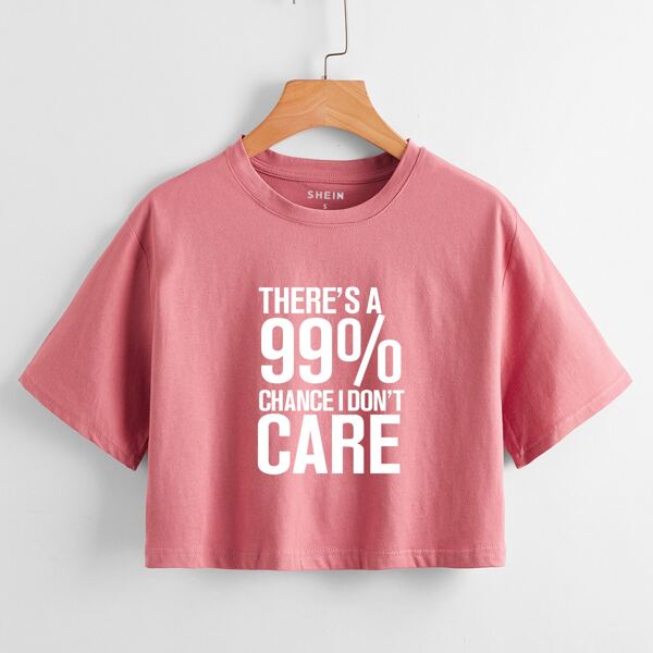 

Slogan Graphic Crop Tee, Pink