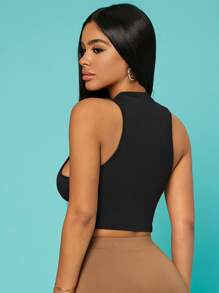 SHEIN SXY Cutout Front Crop Tank Top - Black - View 3