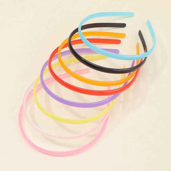 

8pcs Toddler Girls Solid Headband, Multicolor