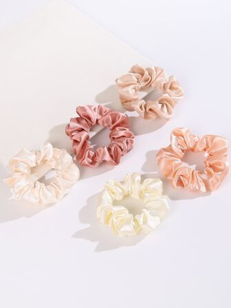 5pcs Toddler Girls Solid Scrunchie