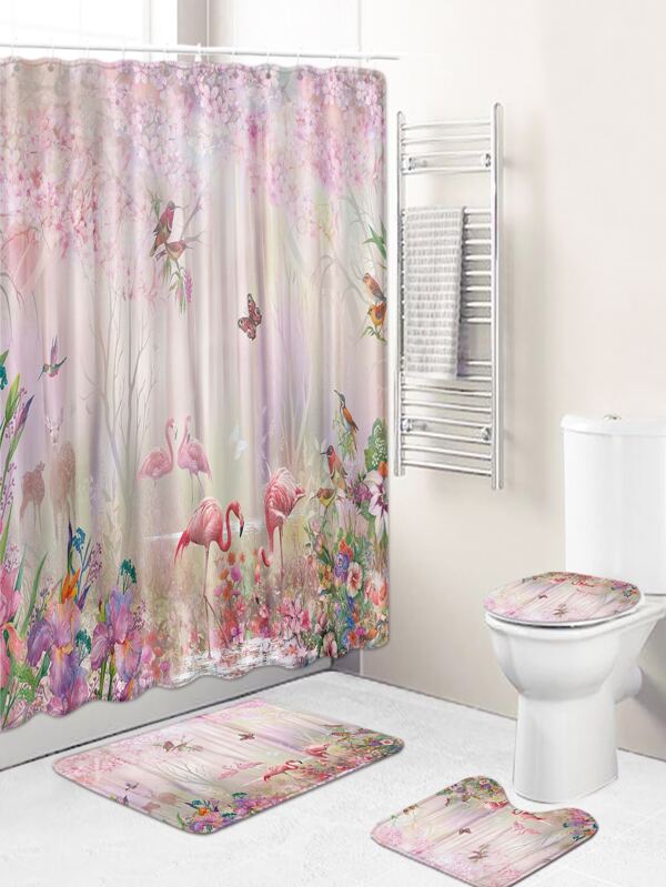 1pc Animal Print Floor Mat Or Shower Curtain Shein Uk Floor Mat Or 1pc Shower Curtain Shein, Animal Print Shower Curtain Uk