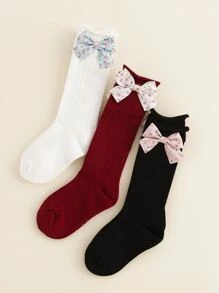 3 cặp Baby Bow trang trí Crew Socks - Nhiều màu - Xem 2