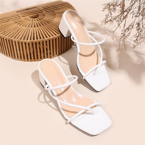 

Suede Minimalist Chunky Thong Sandals, White