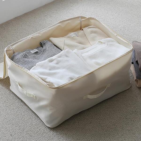 

1pc Solid Color Clothes Storage Bag, Beige