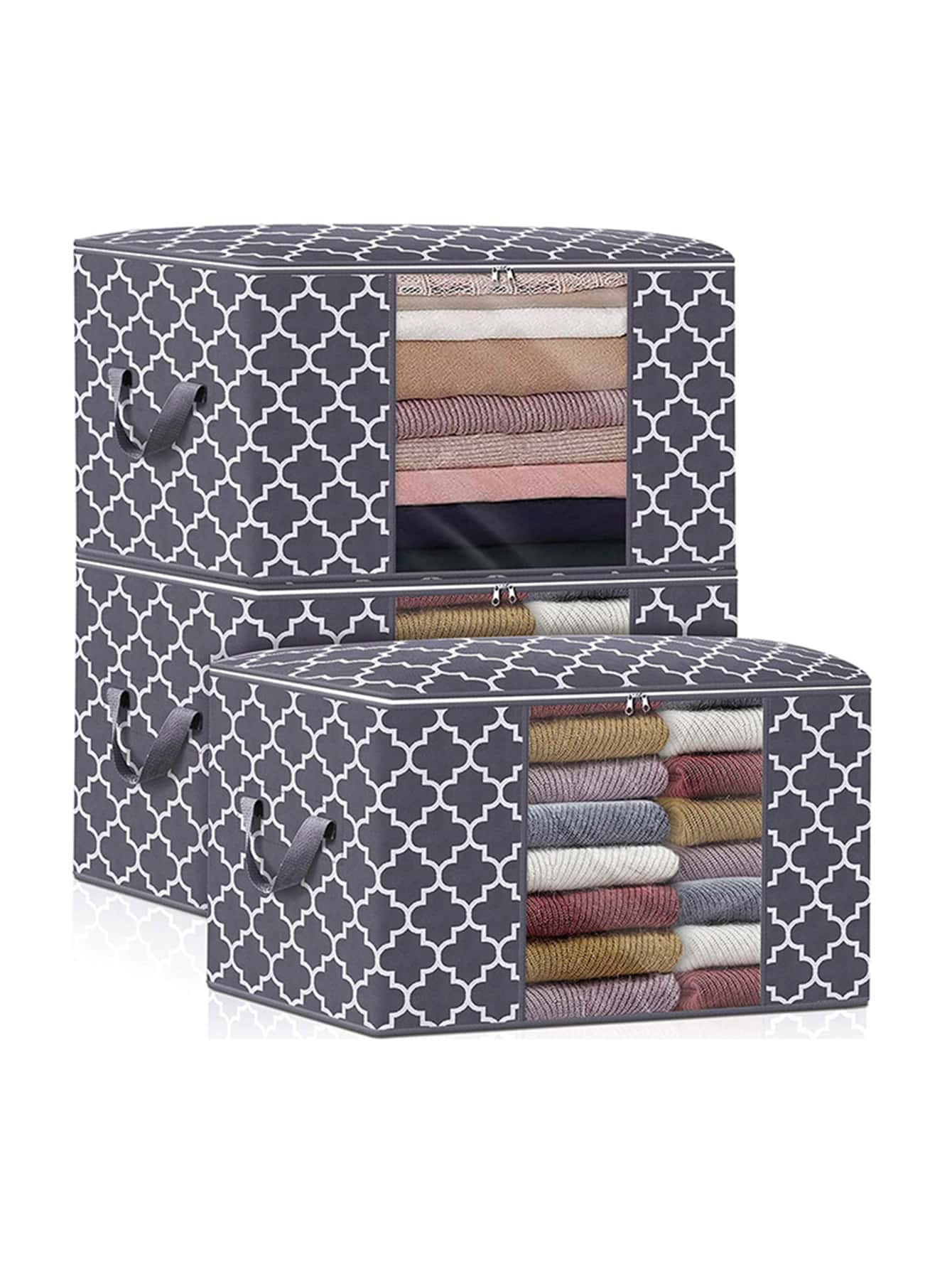 1入組幾何樣式收納袋 - 灰色 - 查看 1