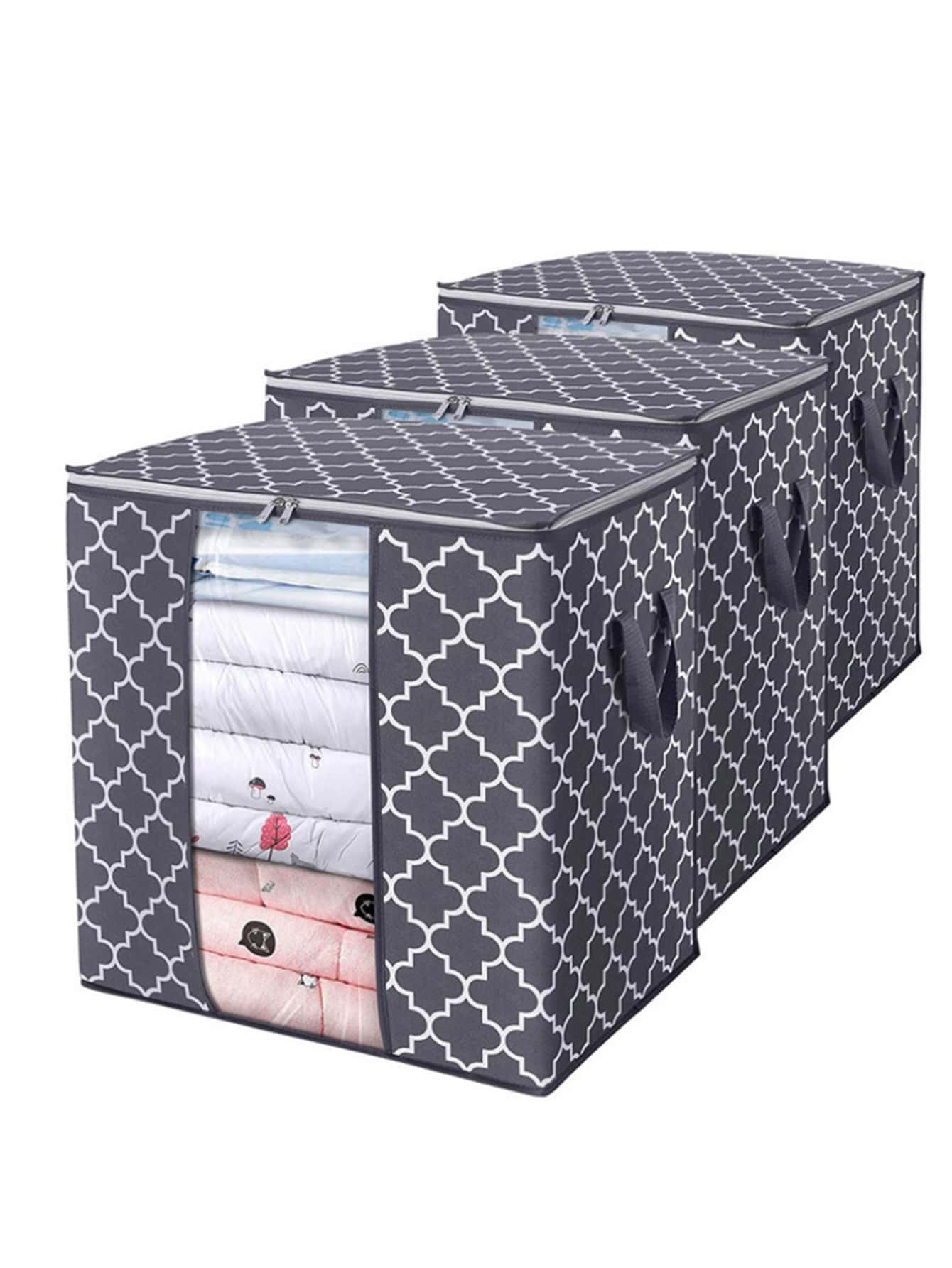 1入組幾何樣式收納袋 - 灰色 - 查看 1