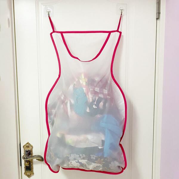 

1pc Clothes Shaped Storage Bag, Red and white