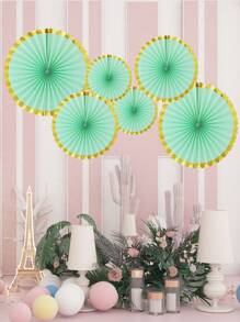 6pcs Paper Fan Decoration - Mint Green - View 1