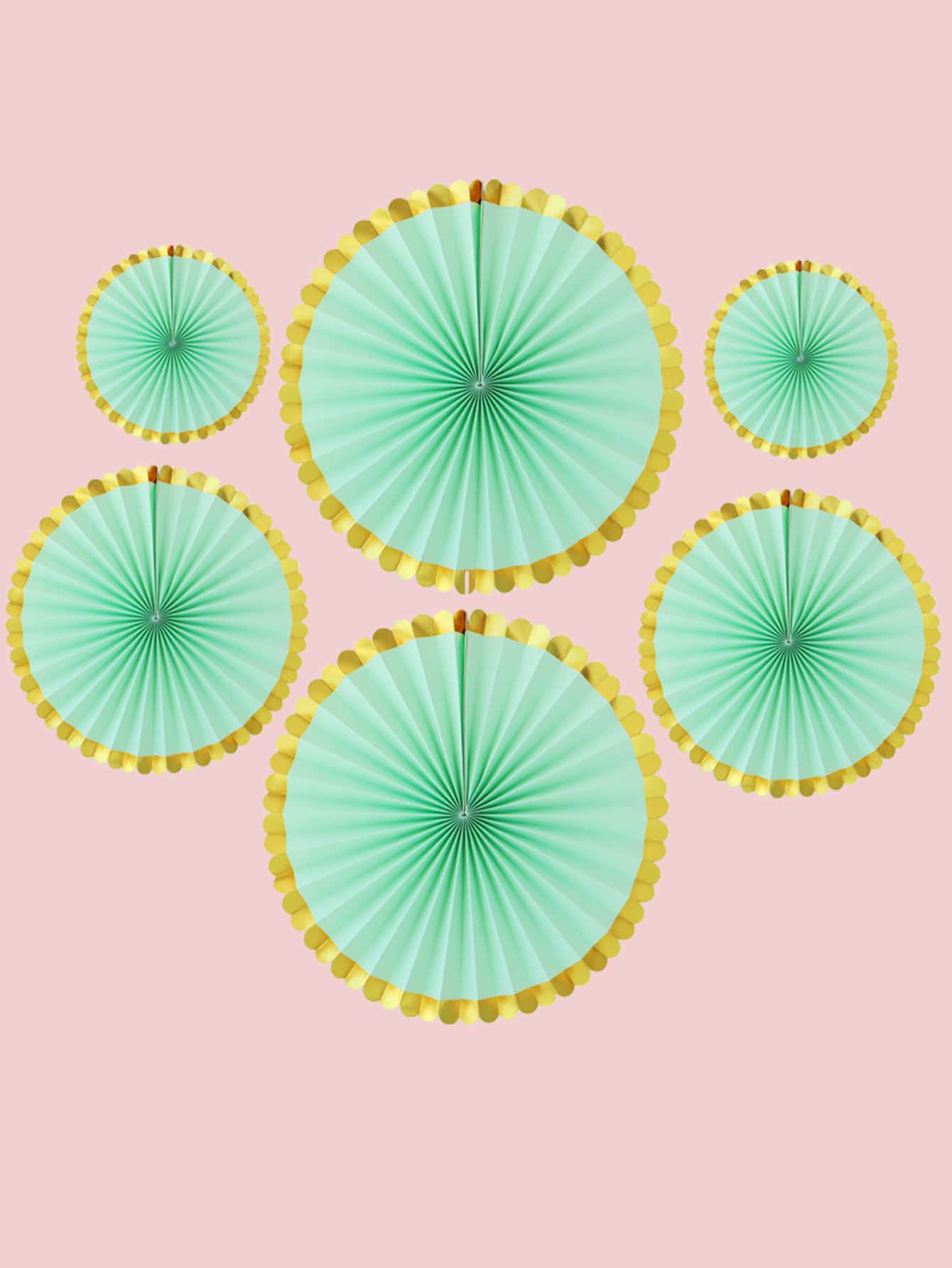 6入組紙扇裝飾用品 - 薄荷綠 - 查看 3