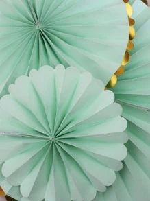6pcs Paper Fan Decoration - Mint Green - View 4