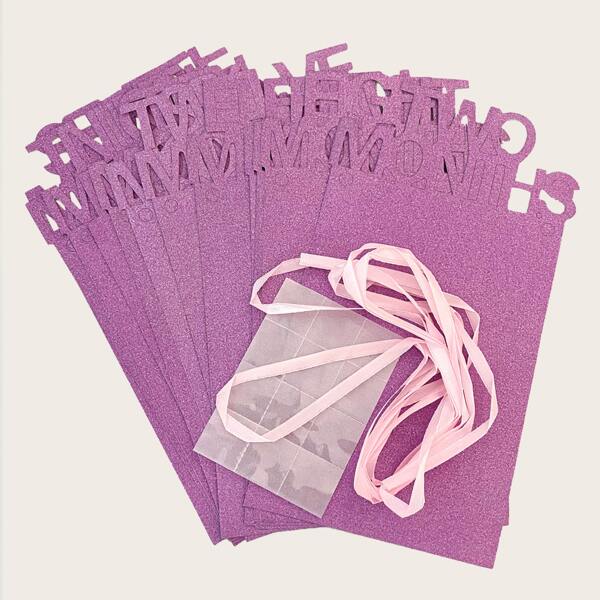 

1set Glitter Pull Flag, Purple