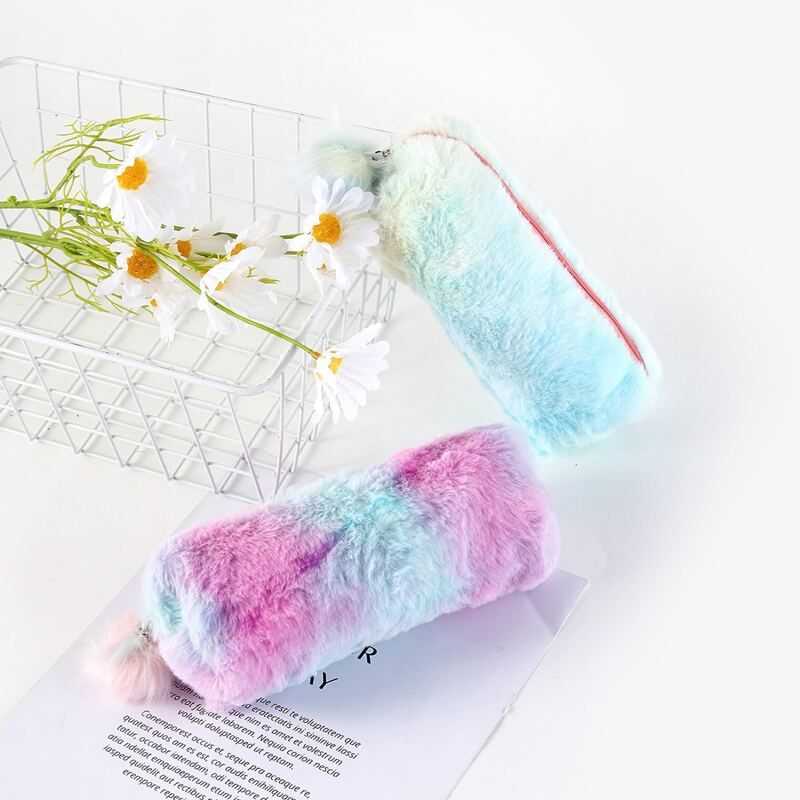 

1pc Tie Dye Random Plush Pencil Bag, Multicolor