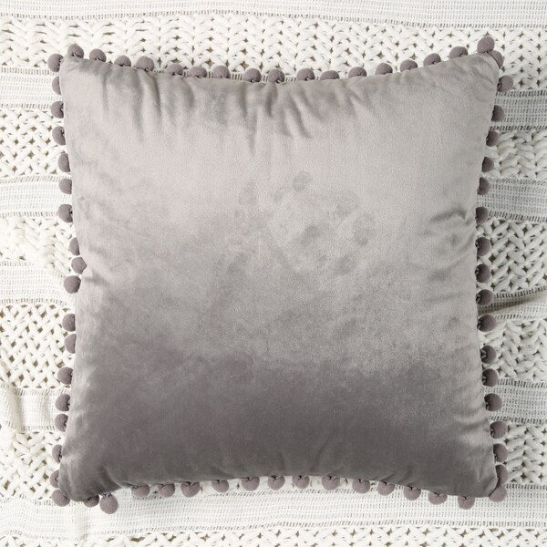 

Pom Pom Decor Cushion Cover Without Filler, Grey