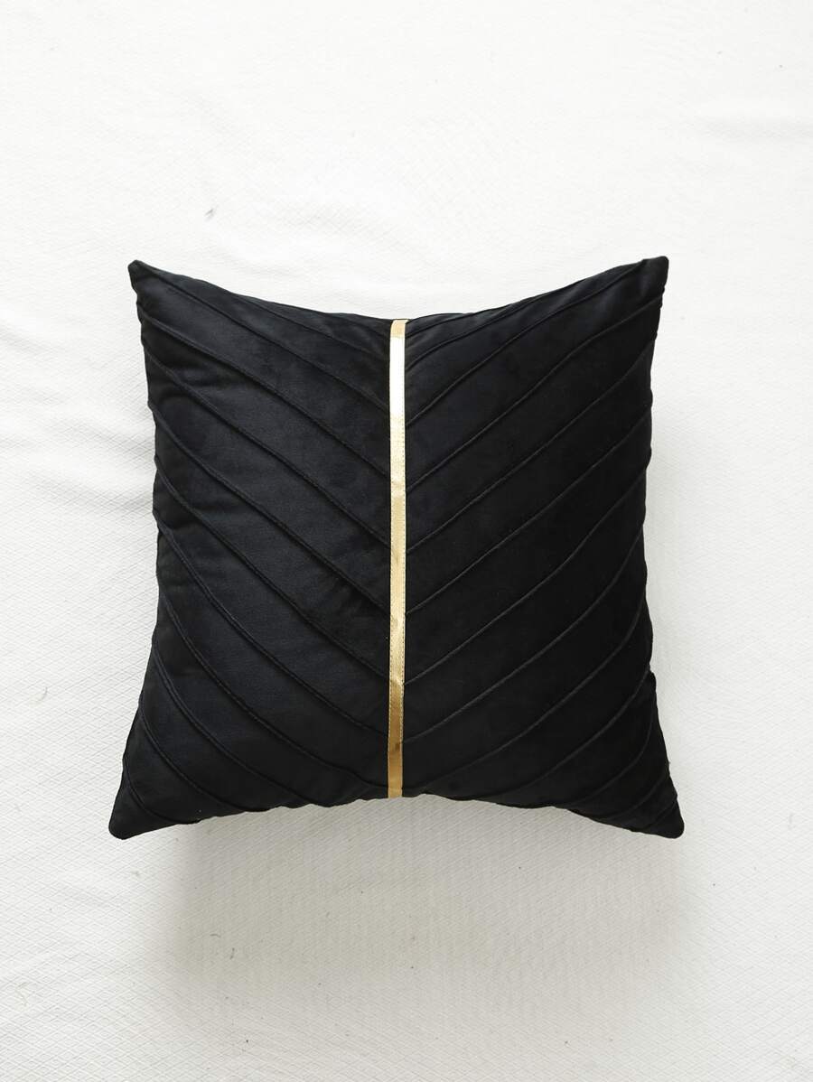 Miater Vỏ gối nhăn mà không đầy, vỏ gối ném đơn giản màu đen không có gối chèn, thích hợp cho ghế sofa, phòng khách - màu đen - Xem 1