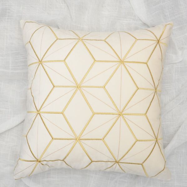 

Geometric Embroidery Cushion Cover Without Filler, Beige