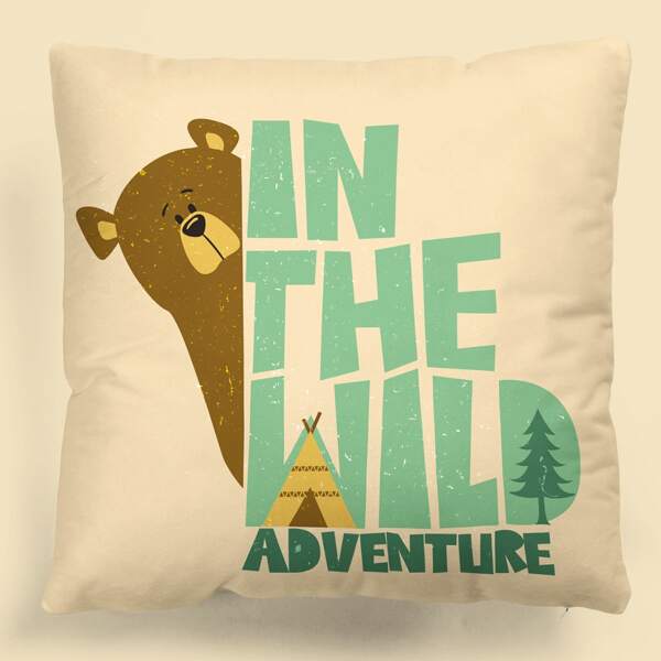 

Kids Bear Print Cushion Cover Without Filler, Multicolor