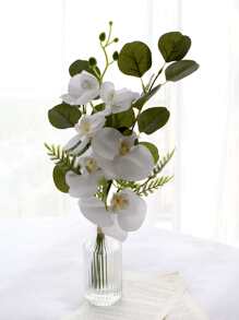 1 件人造蝴蝶兰丝绸花新娘花束、假植物、秋季装饰、房间、书桌、花园装饰、房间装饰用品 - 白色 - 查看 1