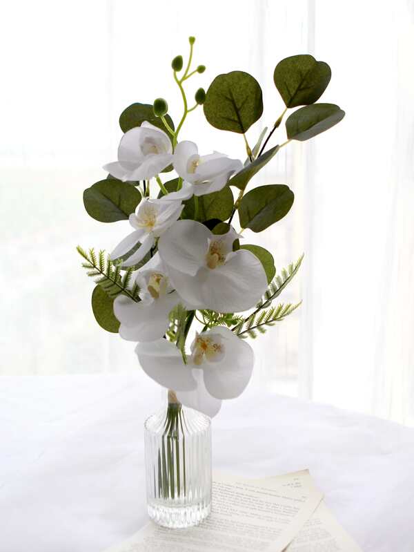 1pc Artificial Butterfly Orchid Silk Flower Bridal Bouquet,Fake Plants,Fall Decor,Room,Desk,Garden Decor,Room Decoration Stuff