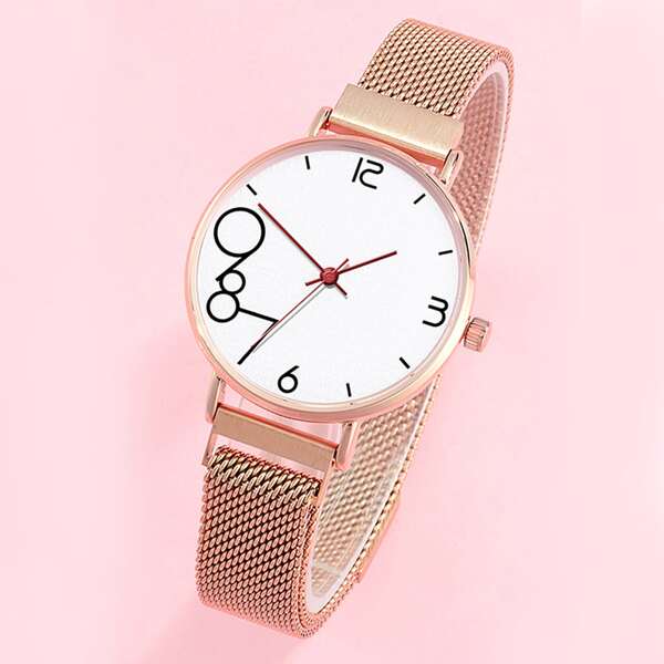 

Mesh Strap Round Pointer Quartz Watch