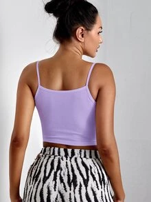 SHEIN SXY Half Button Crop Cami Top - Lilac Purple - View 2