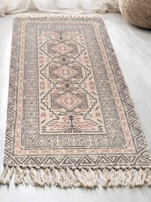 1 tấm thảm tua rua dệt thủ công phong cách Boho cổ điển đa năng, có thể giặt bằng máy, dễ vệ sinh, dùng cho phòng khách, phòng ngủ, hành lang, đầu giường - Nhiều màu - Xem 1