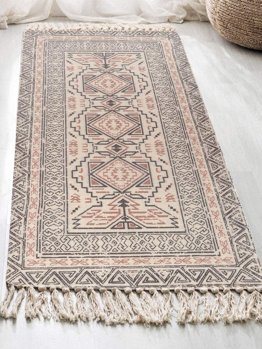 1 tấm thảm tua rua dệt thủ công phong cách Boho cổ điển đa năng, có thể giặt bằng máy, dễ vệ sinh, dùng cho phòng khách, phòng ngủ, hành lang, đầu giường - Nhiều màu - Xem 1