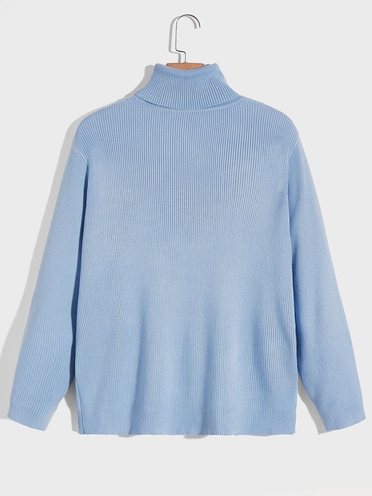 Manfinity Pull à motif géométrique col roulé - Bleu ciel - Voir 2