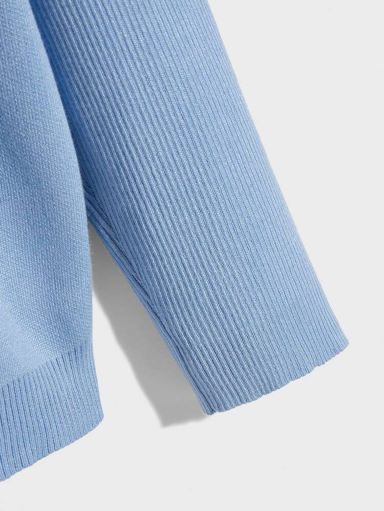 Manfinity Pull à motif géométrique col roulé - Bleu ciel - Voir 4
