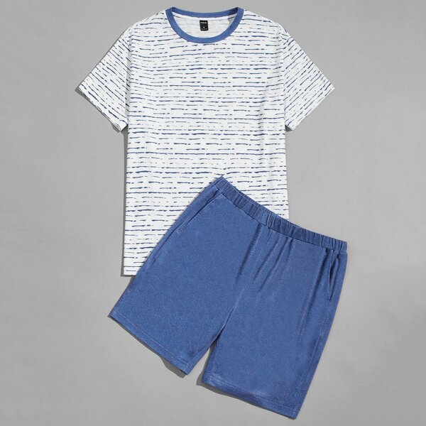 

Men Tie Dye Tee & Solid Shorts Lounge Set, Multicolor